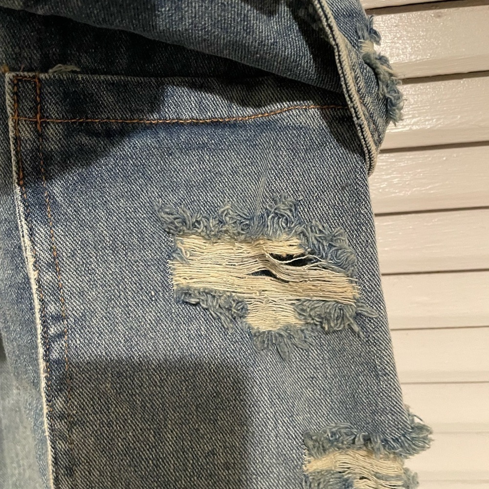 Jaded gypsy jewel distressed denim light wash skirt - Picture 6 of 13
